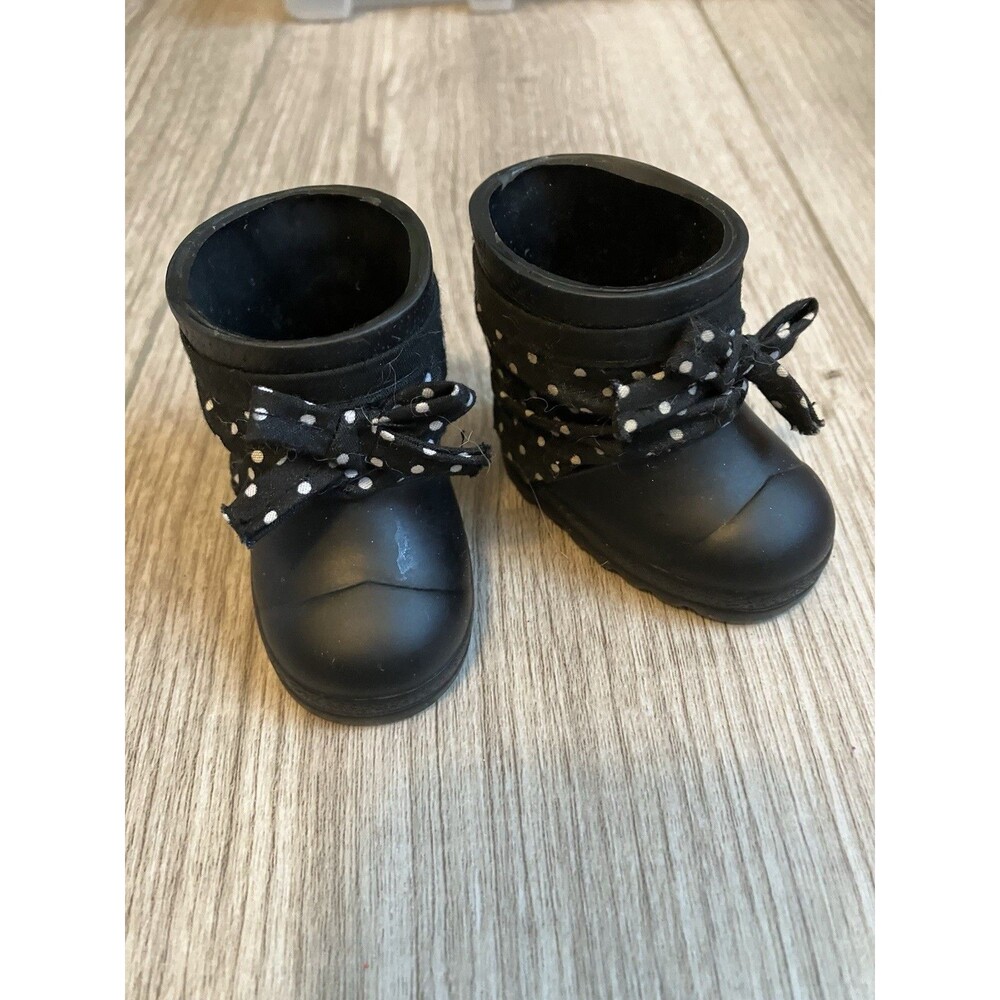 Black Boots For 18” Inch Dolls White DotsFits American Girl Our Generation